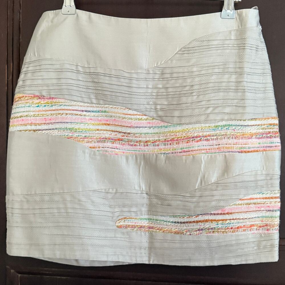 Y2K Vintage CAMILLA and MARC  Silver Gray Silk Boucle Mini Skirt Art to wear  4